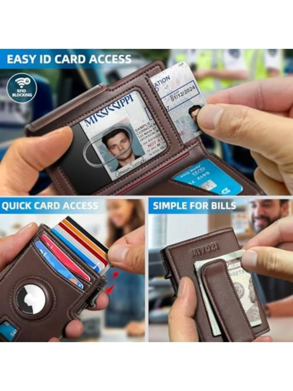 Slim RFID Blocking Wallet with Money Clip, Pop-Up Card Holder, Gift Box Included